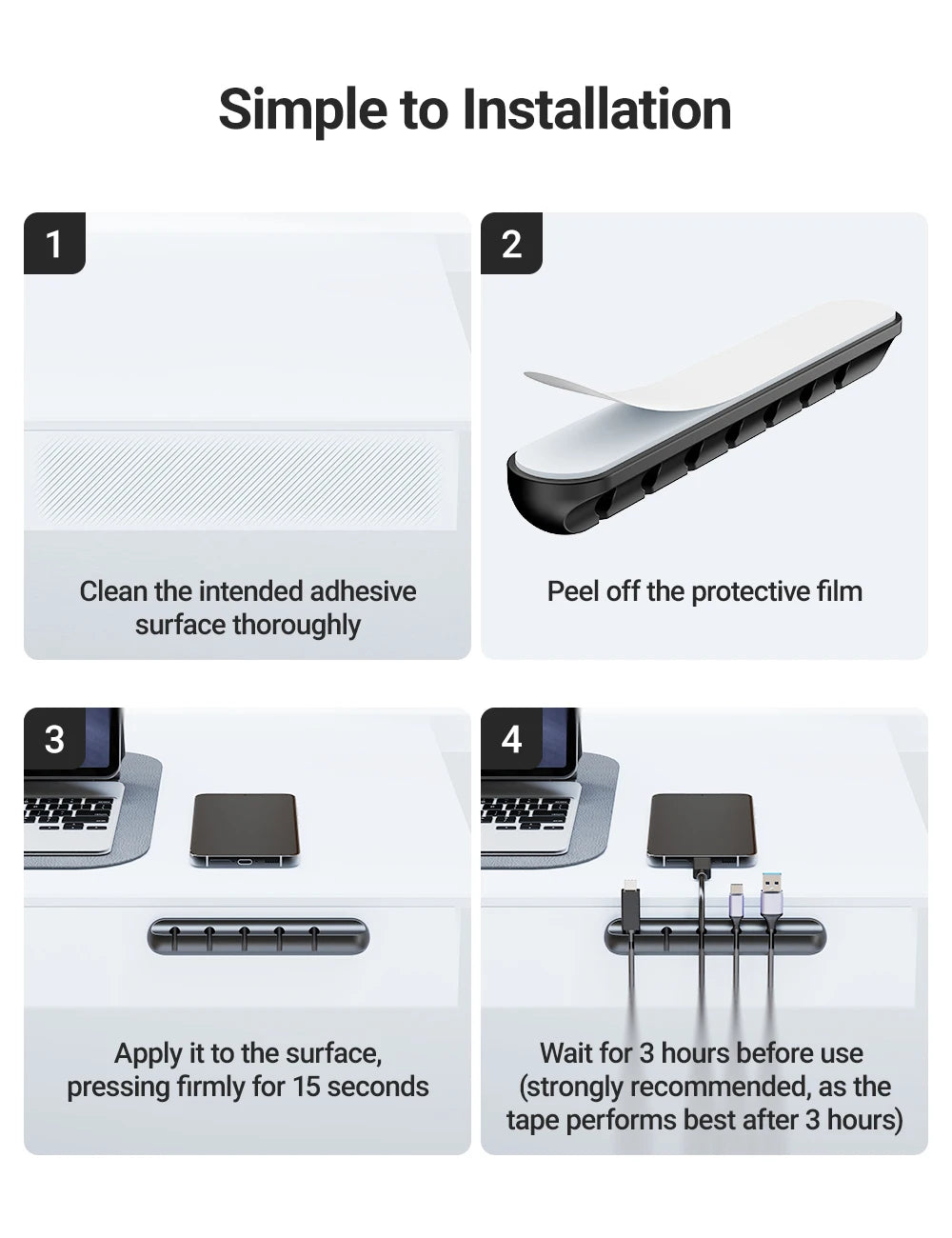 Adhesive Cable Holder Clips Cord Management Wire Organizer for Desktop USB Charging Cable Nightstand Power Cord Mouse Cable 1pc