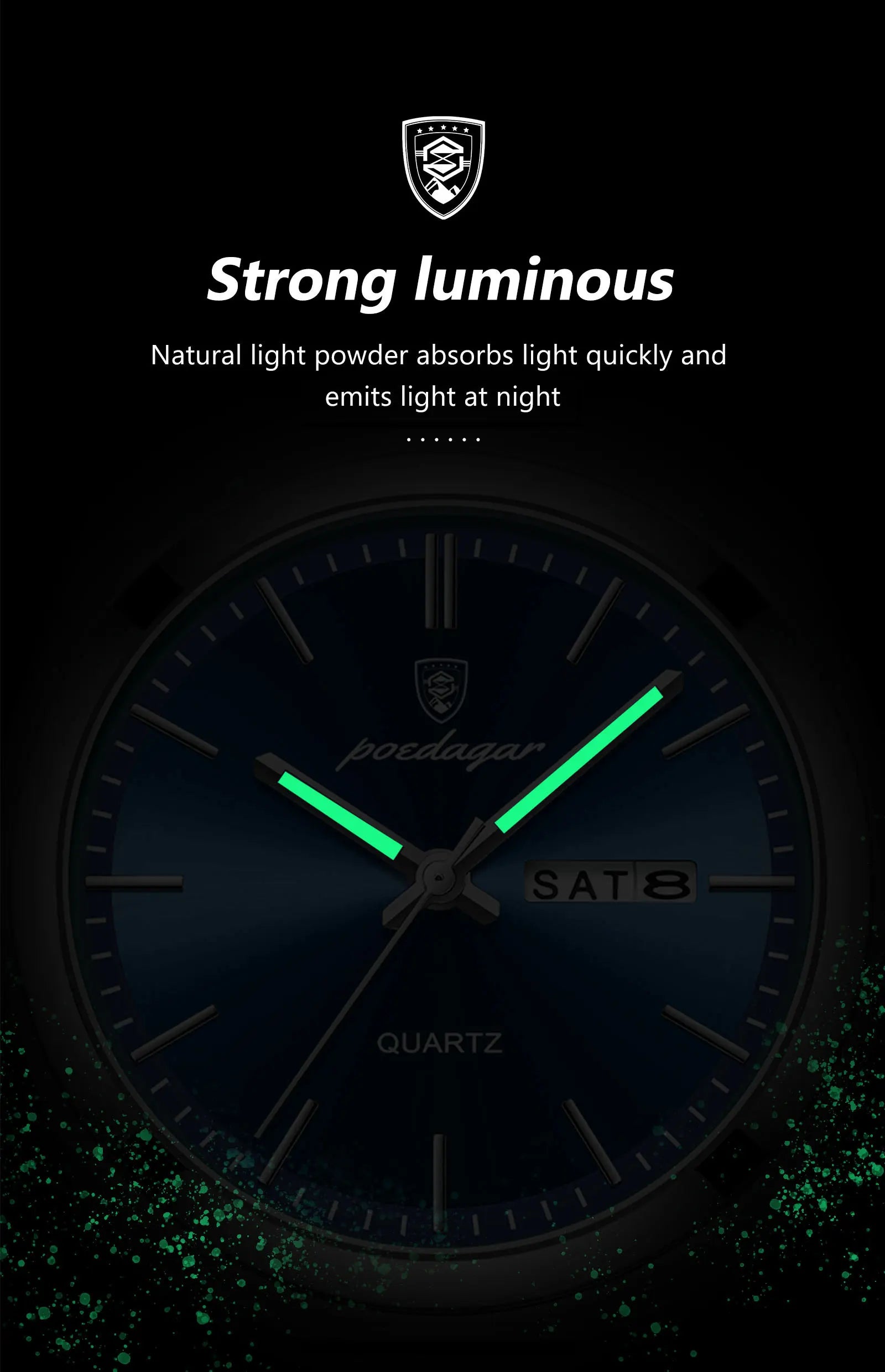 POEDAGAR Luxury Watches For Men Stainless Steel Waterproof Luminous Man Watch Date Week Fashion Casual Men's Quartz Watch Reloj