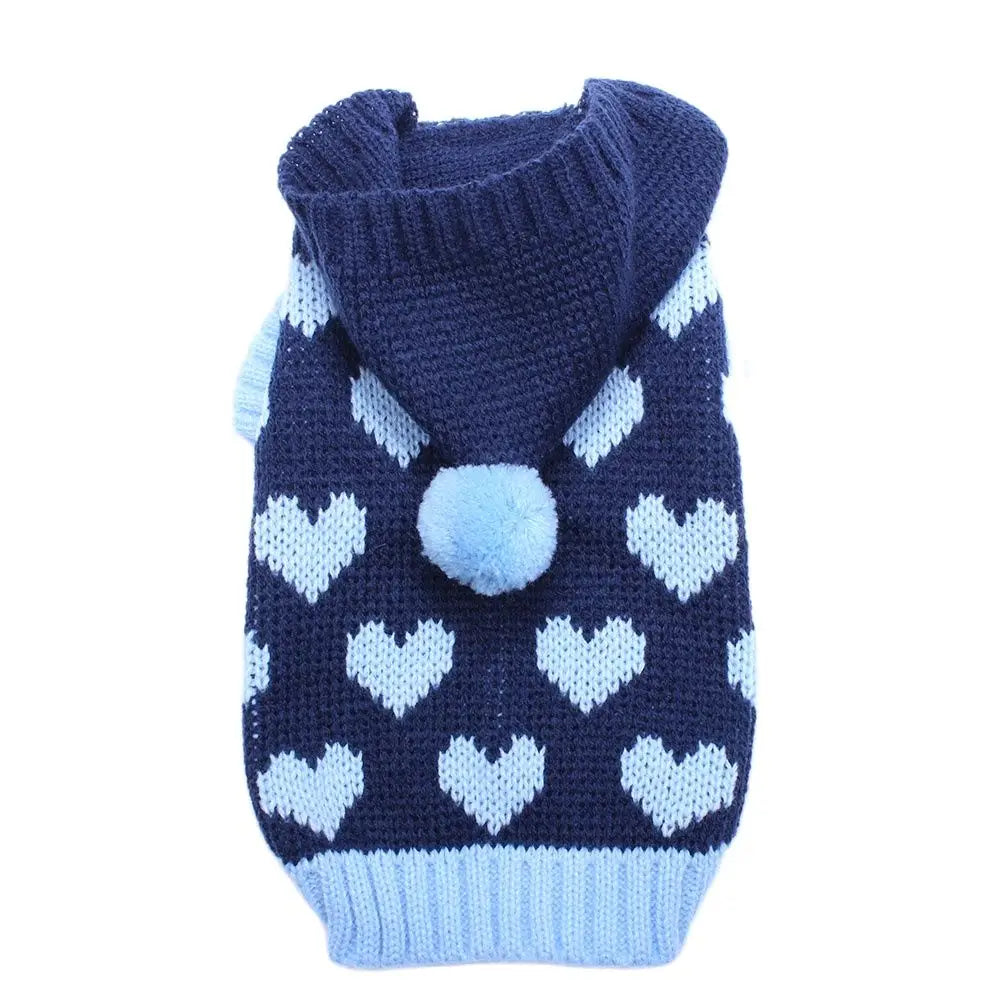 Cat Dog Sweater Hoodie Hearts Patterns Jumper Pet Puppy Coat Jacket Warm Clothes for Chihuahua Yorkie Poodle