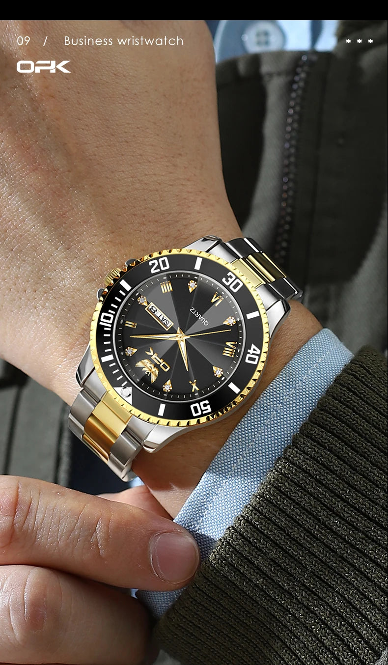 OPK Brand Men's Watches Luxury Gold Wristwatch for Men High-end Waterproof Original Watch 8171