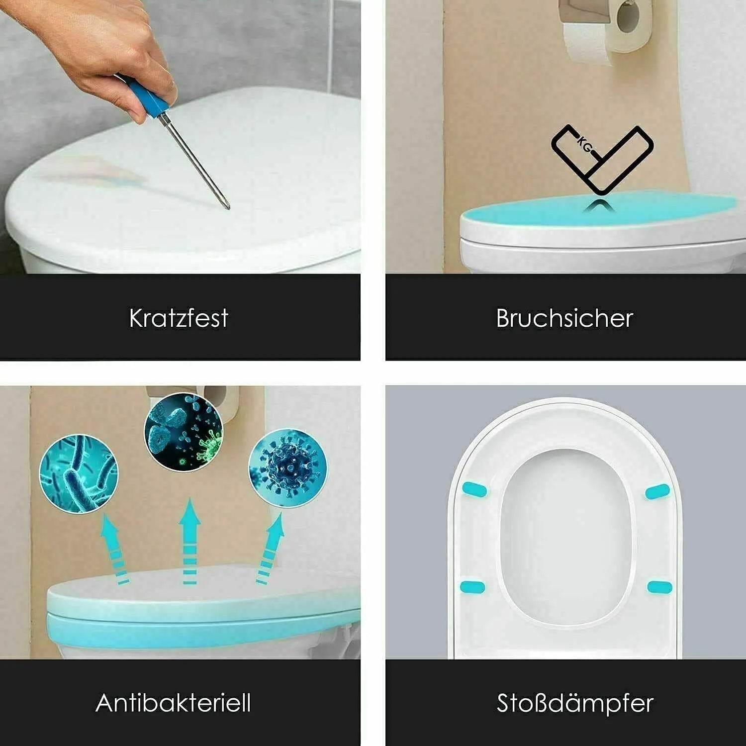 BRIEFNESS D-Type Toilet Cover with Soft-Close Mechanism clip-on toilet seat Antimicrobial Easy to CleanRemovable