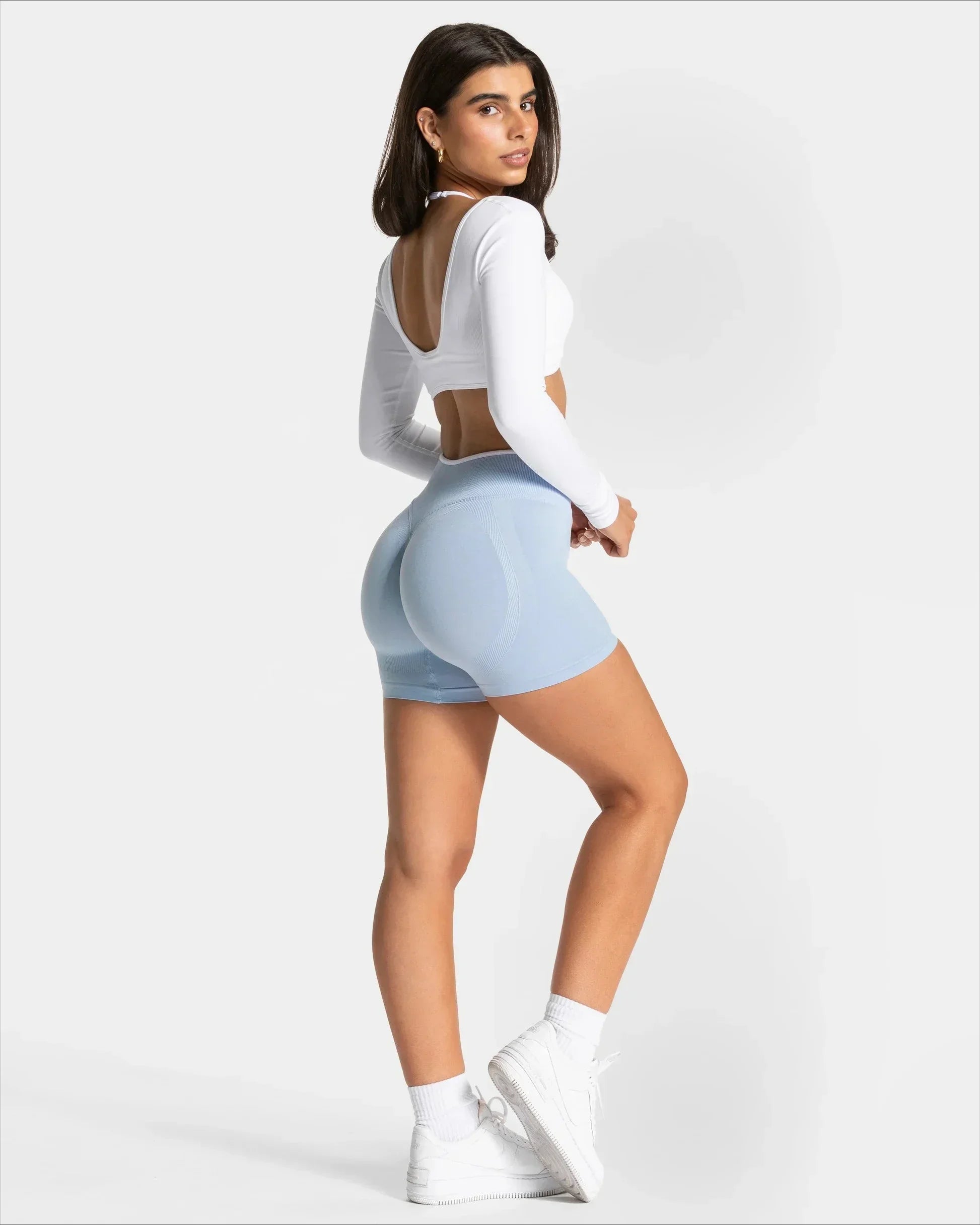 Women White Waist Tight Summer Seamless Sports Shorts High Waist Hip Lifting Yoga Pants Running High Elastic Sport Shorts Female