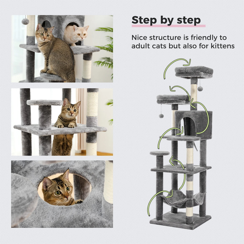 Domestic Delivery Multi-Level Cat Tree Tower Climb Furniture Scratching Post for Indoor House Pet Supplies Kitten Toy Cozy Condo