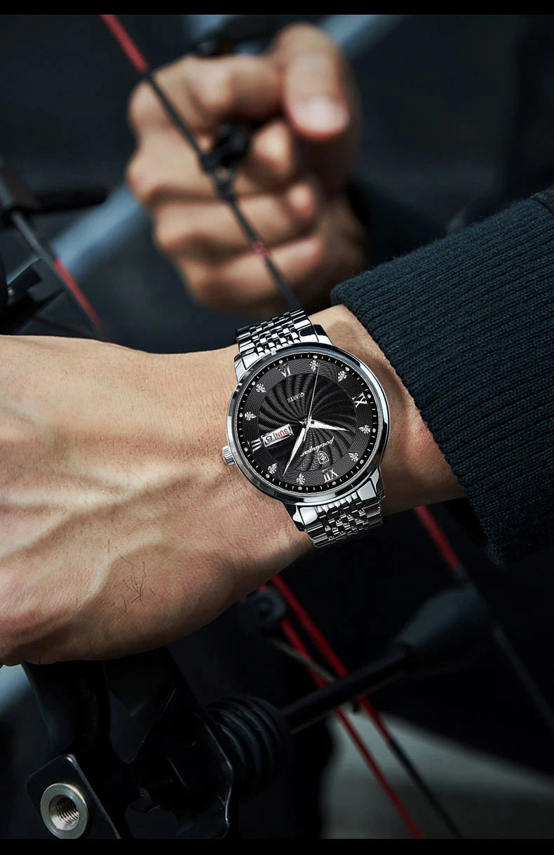 POEDAGAR Luxury Brand Man Watch Waterproof Luminous Date Week Men's Quartz Wristwatch Stainless Steel Fashion Sports Men Watches