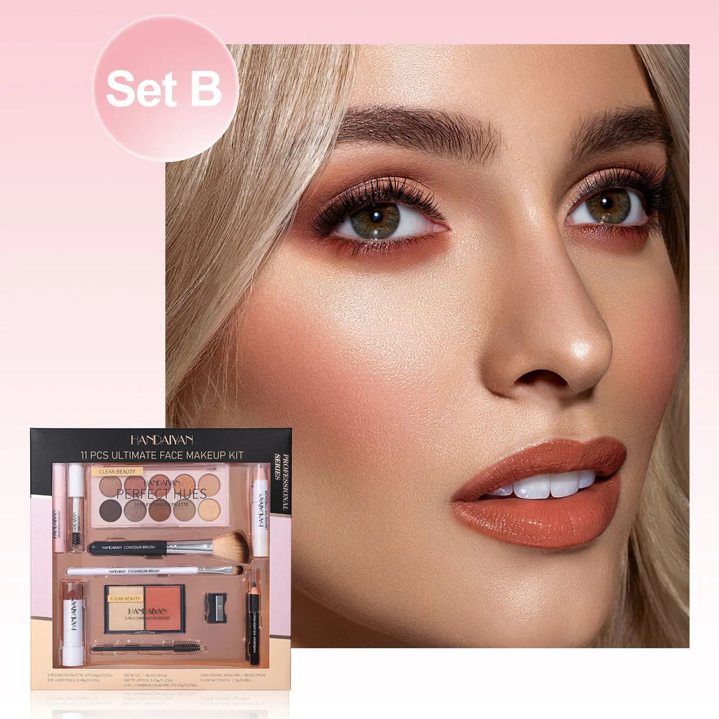 Professional Makeup Kit 11 Pieces Eyeshadow Contour Blusher Set Waterproof Highly Pigmented Smudge Proof Face Cosmetics Collecti