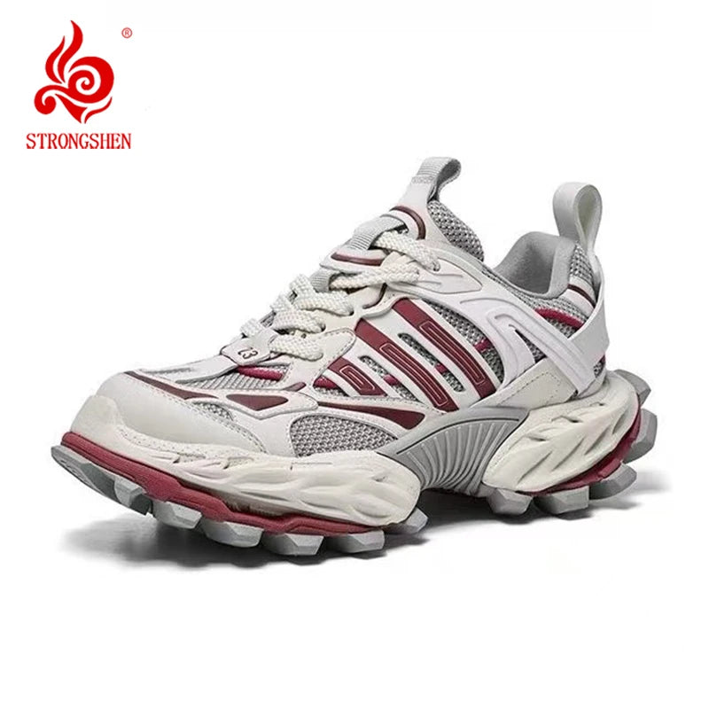 STRONGSHEN Men Running Shoes Ourdoor Jogging Trekking Sneakers Lace Up Mesh Athletic Shoes Comfortable Light Soft Sport Shose