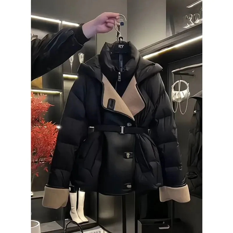 2025 Winter Women's Clothing Design Feels Slim Waist Coat Cotton-Padded Female New Fashion Joker Jacket Warm Cold Overwear