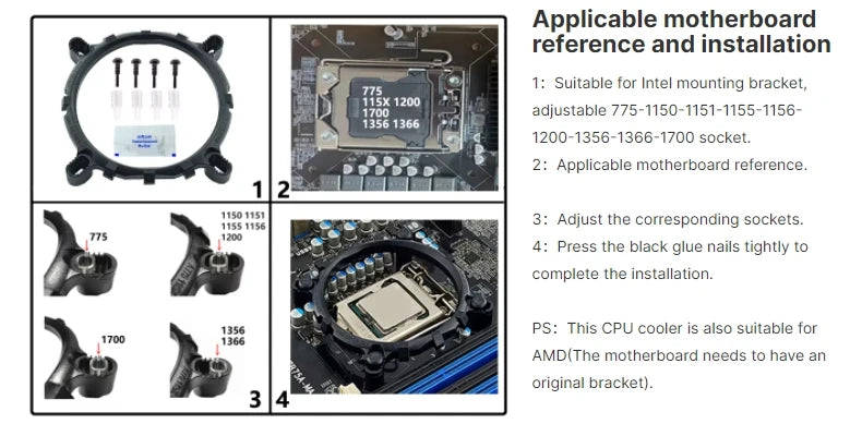 QiuzAim 2 Heatpipes Aluminum Copper AM4 1700 Cpu Cooler 1200 Radiator RGB Tower 115x Heatsink For PC Deskop AM5 1150 i3 i5 i7