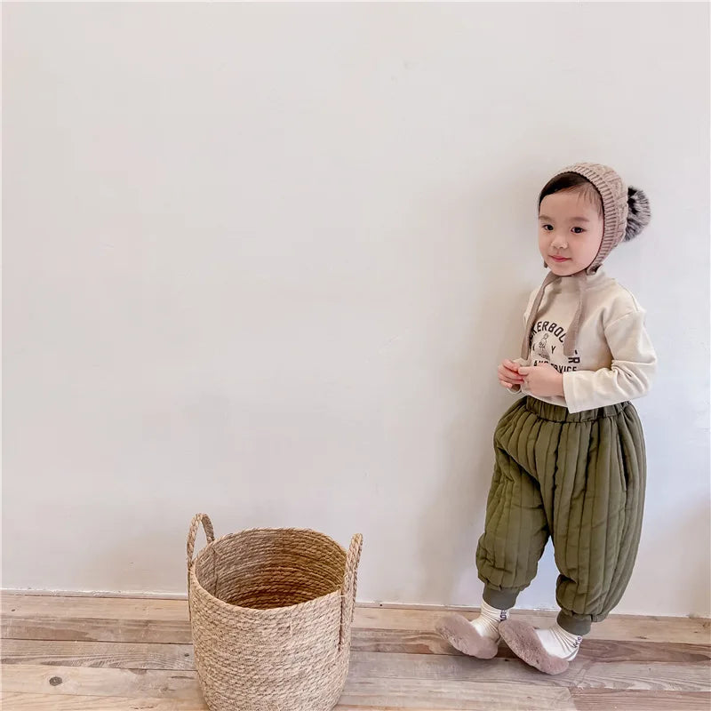 Children's Clothing From 2 To 7 Years Winter Kids Warm Cotton-Padded Trousers Baby Girls Thick Pants Toddler Boys Wear Clothes