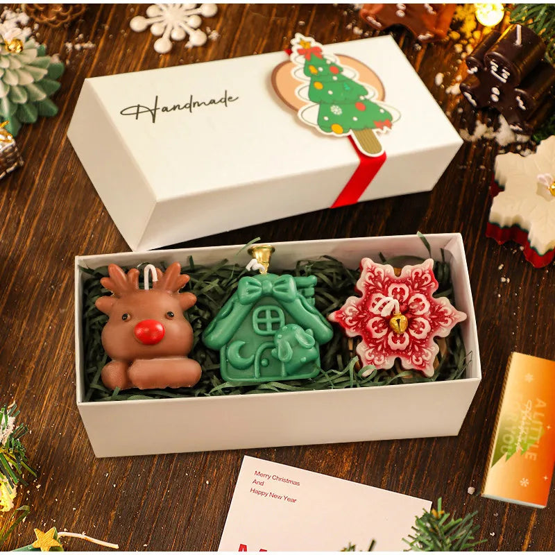 Christmas Scented Candles Three-piece Gift Box Gloves Elk Gingerbread Man Aromatherapy Girl Friends Creative Warm Christmas Gift