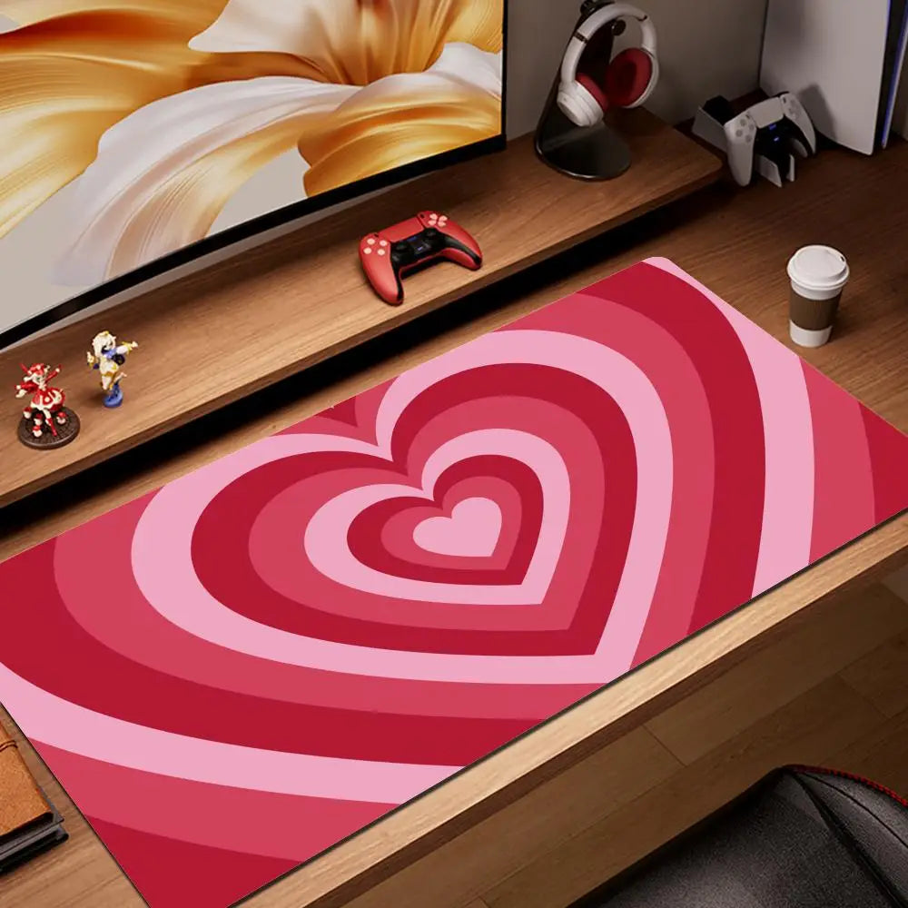 Coffee Love Heart Gaming Accessories Laptop Mousepad Rubber Anti-skid Keyboard Mat Computer Offices Game Desk Mat Pink Mousepad