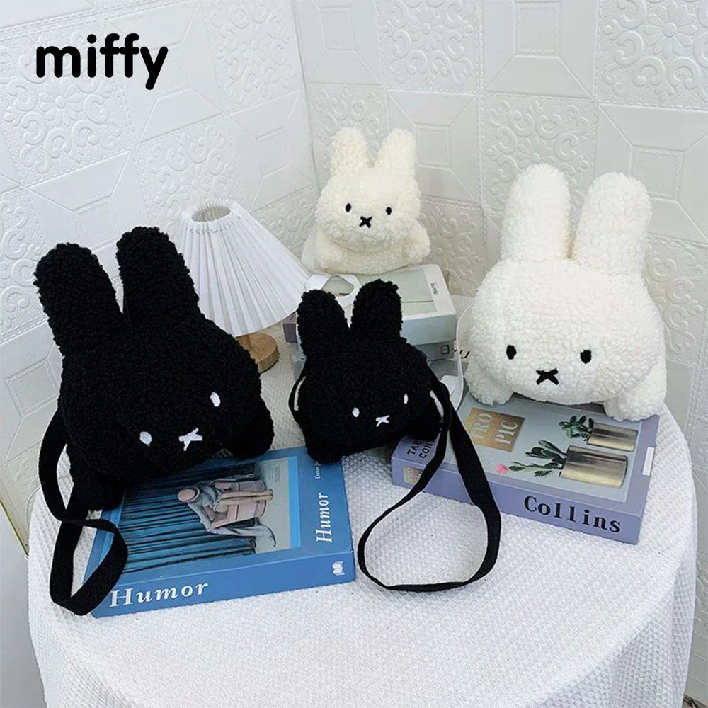 Kawaii Miffy Rabbit plush bag Doll Tote cartoon cute One shoulder Crossbody storage bag Birthday toy Christmas gift