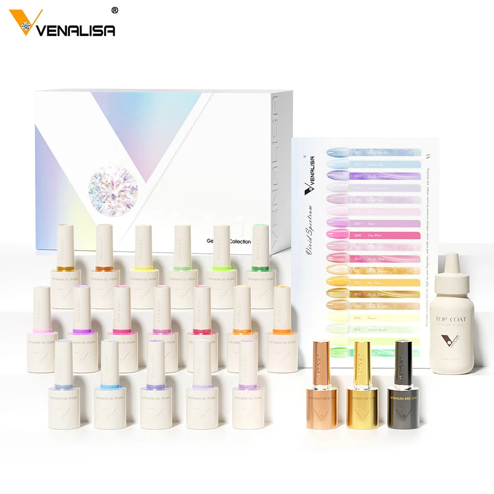Venalisa Long Wear Top Coat Tempered Top Coat Peel Off Base Coat Color Nail Gel Polish Beautiful Semi Permanent Nail Gel Enamel