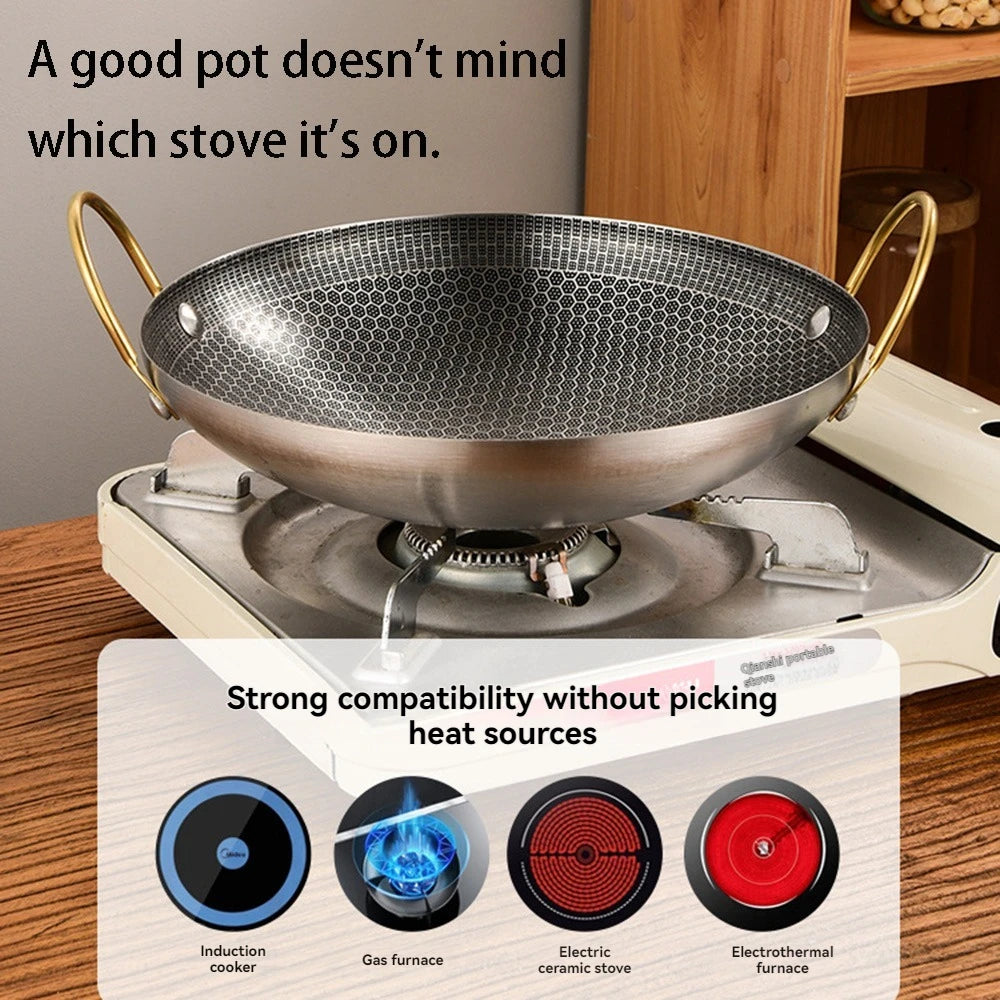 1pc  thick non stick pot, dry pot, commercial double ear bar tripod, honeycomb pot, coated dry pot, small hot pot