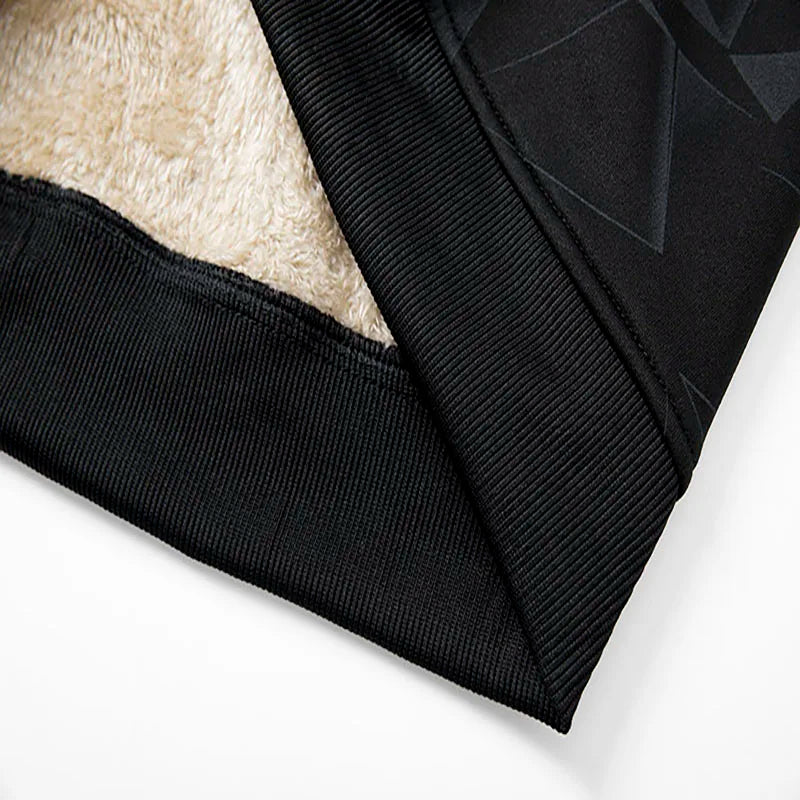 Autumn and Winter New Lamb Fleece Coat Men's Trendy  Print with Thick Fleece Hoodie Jacket Hoodie