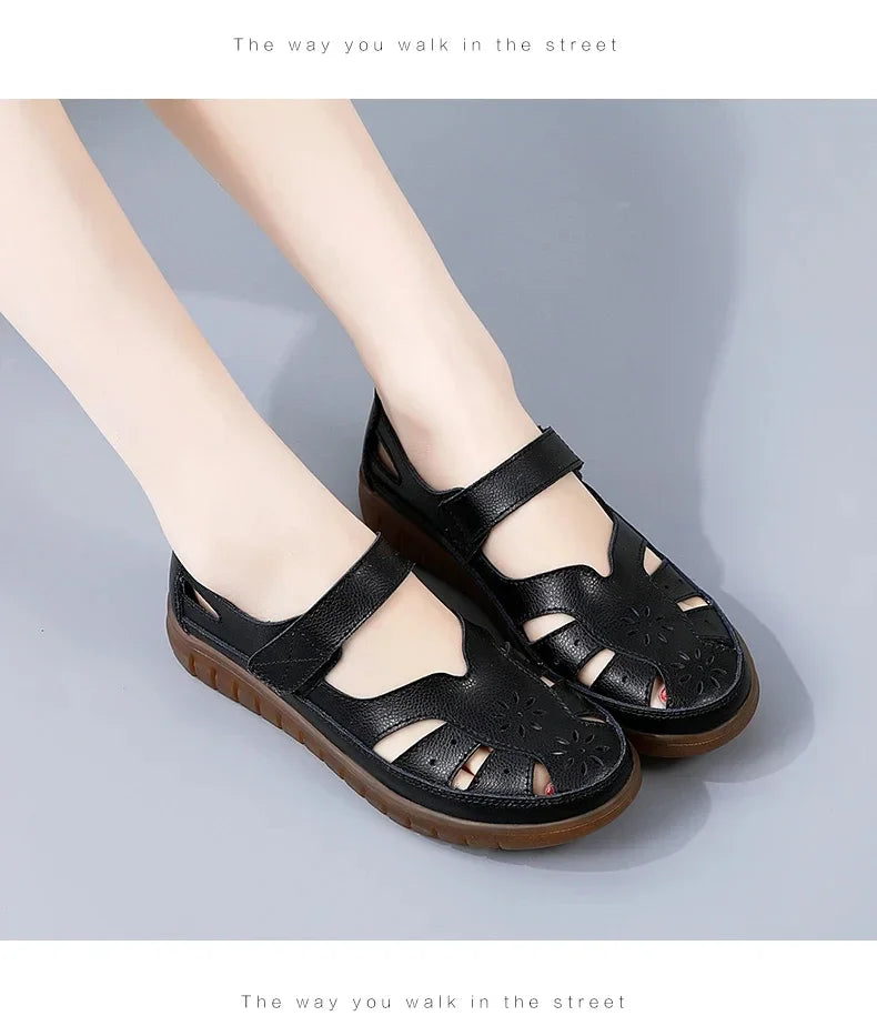 New Summer Women Sandals Ladies Roman Shoes Comfortable Flats Walking Slippers Covered Toe Beach Shoes Fashion White Shose
