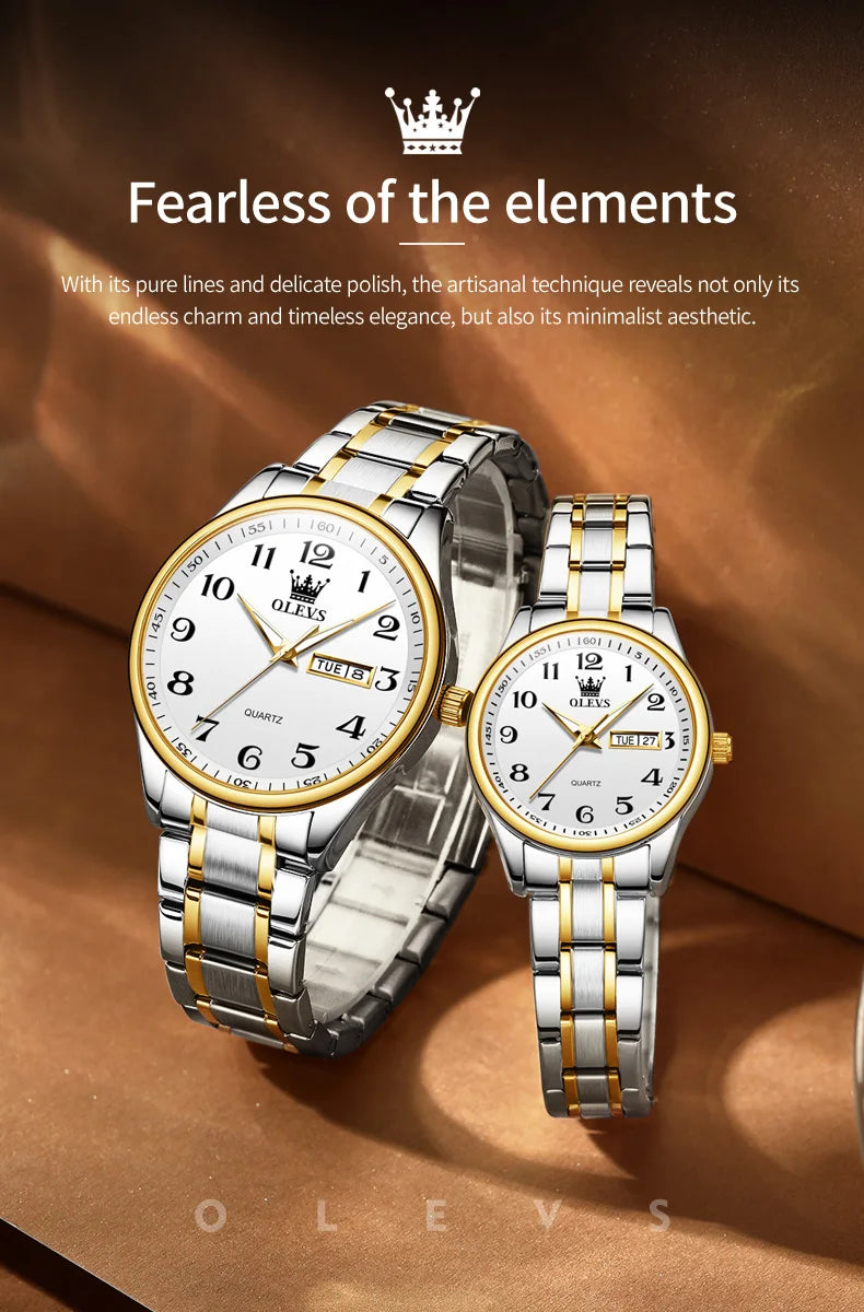 OLEVS 5567 Couple Watches Waterproof Luminous Wristwatch for Lover Date Men‘s and Women's Wristwatch Simple Fashion