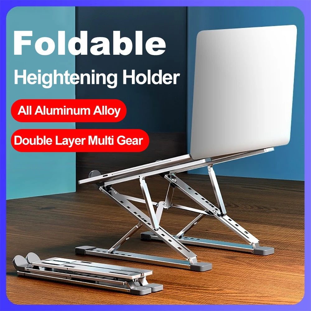 Aluminum Alloy Laptop Stand for Macbook Double Layer Adjustable Portable Laptop Bracket Cooling Stand Foldable Notebook Holder