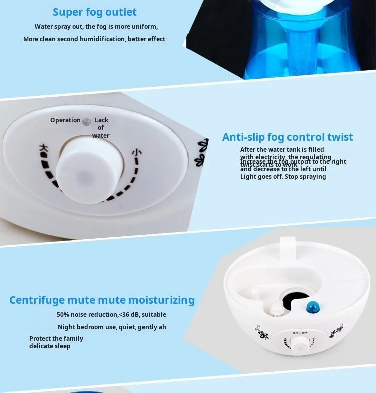 Household bedroom humidifier double spray large mist volume atomizing moisturizing Diffuser Ultrasonic Mini Aroma Air Purifier