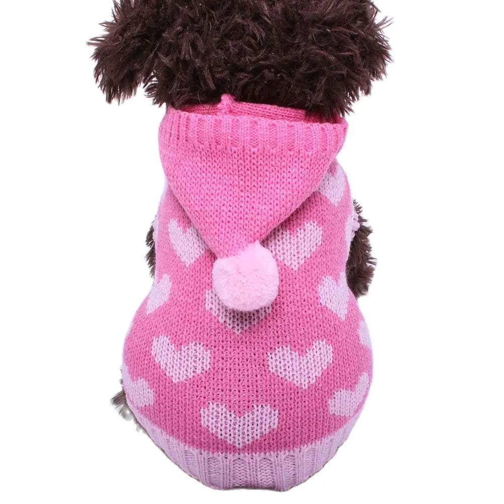 Cat Dog Sweater Hoodie Hearts Patterns Jumper Pet Puppy Coat Jacket Warm Clothes for Chihuahua Yorkie Poodle
