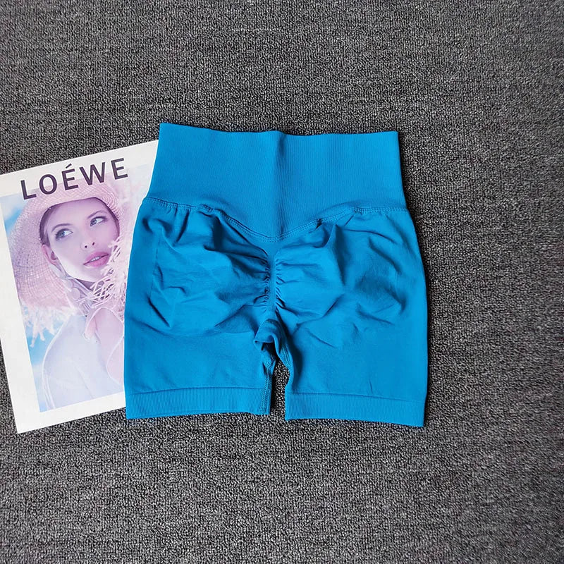 Yoga Shorts Peach Hot Girls Three-Cross Pants High Waist Knitted Pressure Running Sport Elastic Belly Lifting Butt Tight Pants