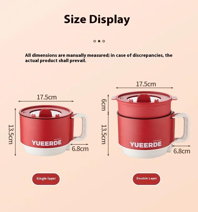 Portable Electric Heating Pot 1.5L Multi-purpose Cooker with Cover Automatic Temperature Control Fast Cooker for InstantNoodles