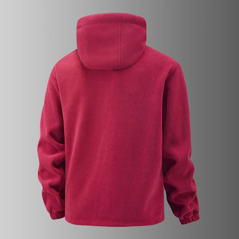 2025 Fleece Men's Coat Thickened Warm Windproof Loose Outdoor Collar Fleece Hooded Jacket Norwegian Printed Good Soldier