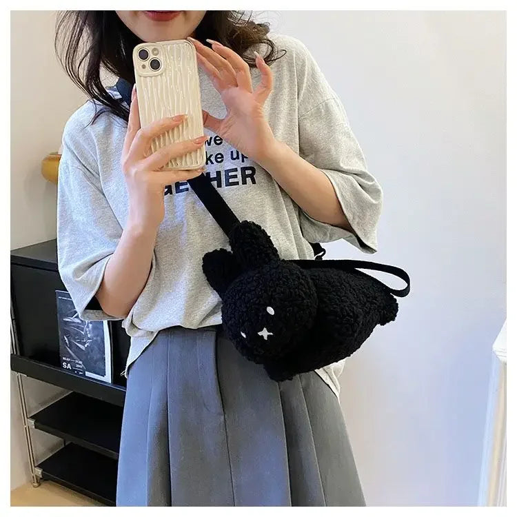Kawaii Miffy Rabbit plush bag Doll Tote cartoon cute One shoulder Crossbody storage bag Birthday toy Christmas gift