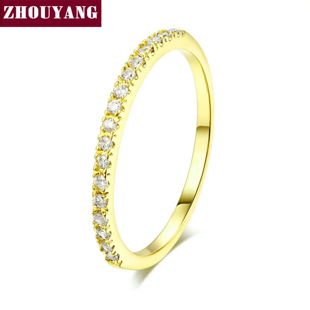 Dainty Wedding Ring For Women Man Concise Classical Multicolor Mini Zircon Rose Gold Color Fashion Jewelry R132 R133 ZHOUYANG