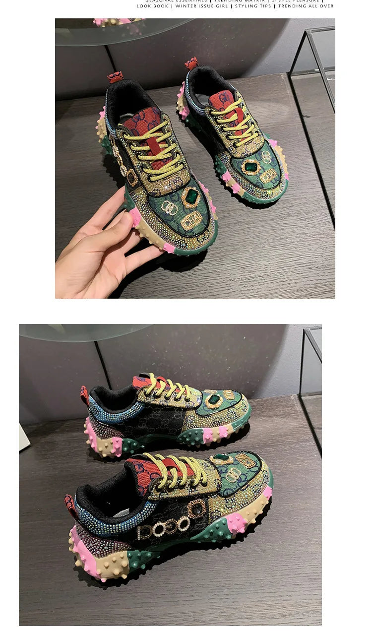 2025 Women Shoes New Rhinestone Women Sneakser Diamond Breathable Casual Designer Sneakers for Women Tenis Shose