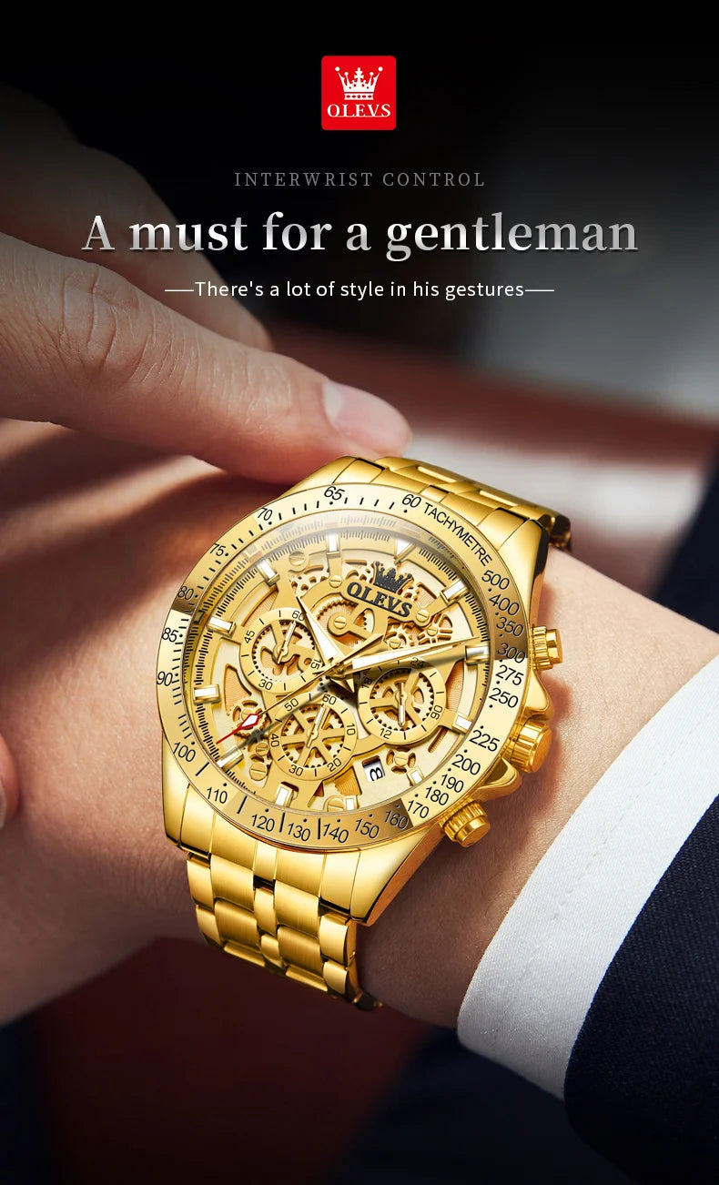 OLEVS 9913  Men's Watches Original Quartz Watches For Men Waterproof Luminous Chronograph Date 24 Hours Watches Luxury Men