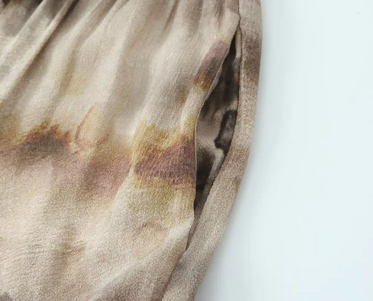 Women's clothing 2025 new fashion casual suits women's clothing European and American style tie-dye printed shirt straight pants