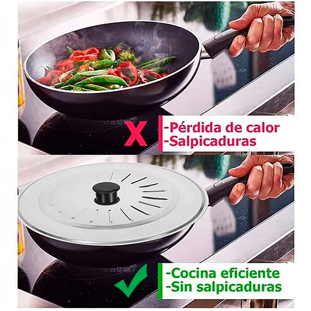 Adaptable Lid Stainless Steel Pot Lid for Frying Pan, Saucepan, Kitchen, Round Metal with Vents and Handle