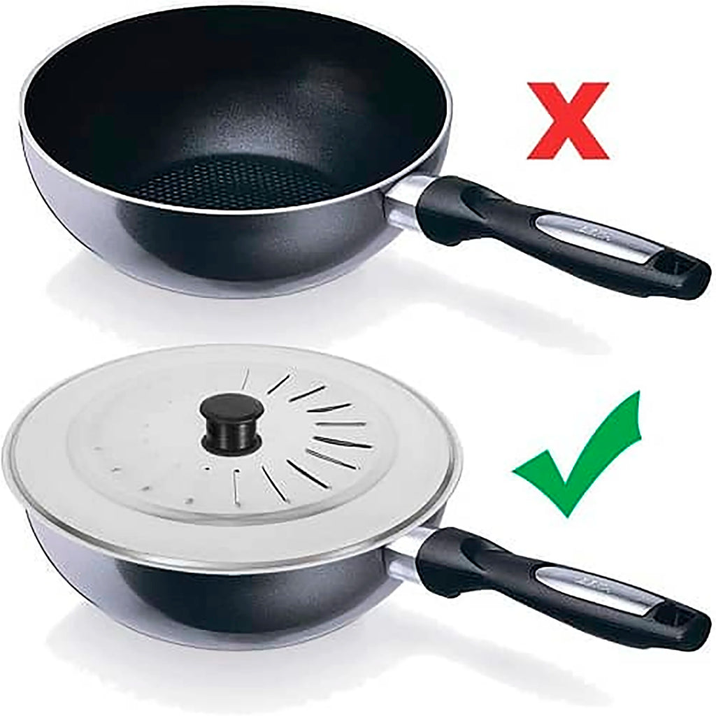 Adaptable Lid Stainless Steel Pot Lid for Frying Pan, Saucepan, Kitchen, Round Metal with Vents and Handle