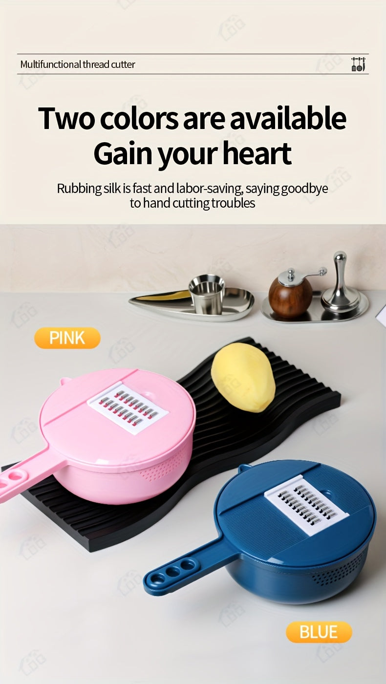 LDQ 12-in-1 Manual Vegetable Chopper & Food Processor - Heavy-Duty BPA-Free Multi-Functional Slicer/Shredder/Grater with Lock, Lever & Container for Carrots, Potatoes, Onions, Cucumbers, Radishes - Compact Kitchen