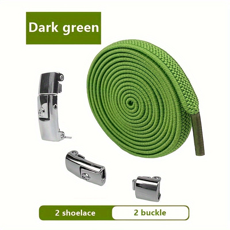 1Pair Elastic No-Tie Shoelaces, Lazy Metal Lock Laces For Women & Men