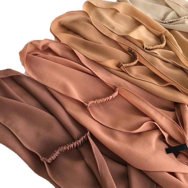 Solid Color Chiffon Scarf Women's Instant Hijab Long Shawl Scarf Lightweight Hair Sleeping Wrap