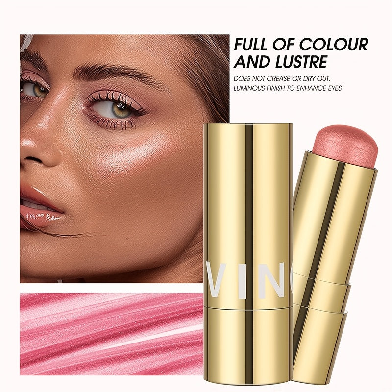 Multifunctional Highlighter Blush Stick - Brightening & Contouring Makeup Stick with Plant-Based Squalane, 3 Shades (Pink, Beige, Brown) for Cheeks, Lips, Eyes - Long-Lasting Shine, Easy Application, No Smudge, No Transfer, B