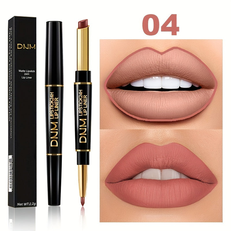 Double-Ended Gel Lipstick & Liner - Long-Lasting, High-Pigmented, Waterproof, Natural Makeup Effect for All Skin Types - Perfect Valentines Day Gift