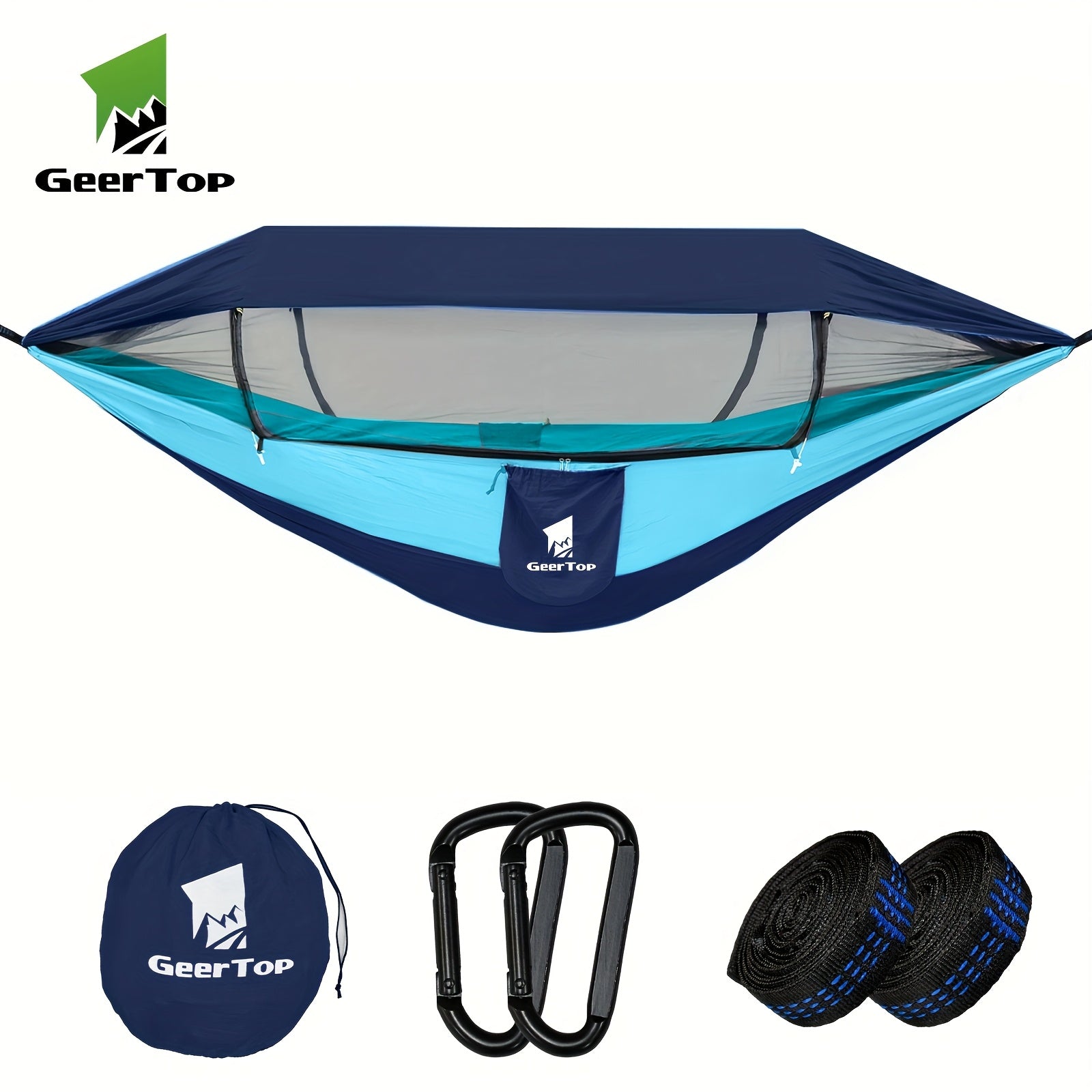 GEERTOP 3in 1 Outdoor Hammock with Mosquito Net Sun Shelter Rainfly, Double Sleep Rest Camping Hammock for Backpacking Travel Garden Park