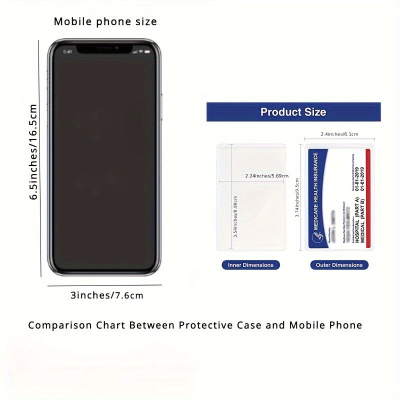 [Popular Choice] 10pcs Clear PVC Medicare Card Protector Sleeves, 12Mil Thick, Water-Resistant, Easy Insert Design for New Medicare Cards, Credit & Business Cards - Transparent