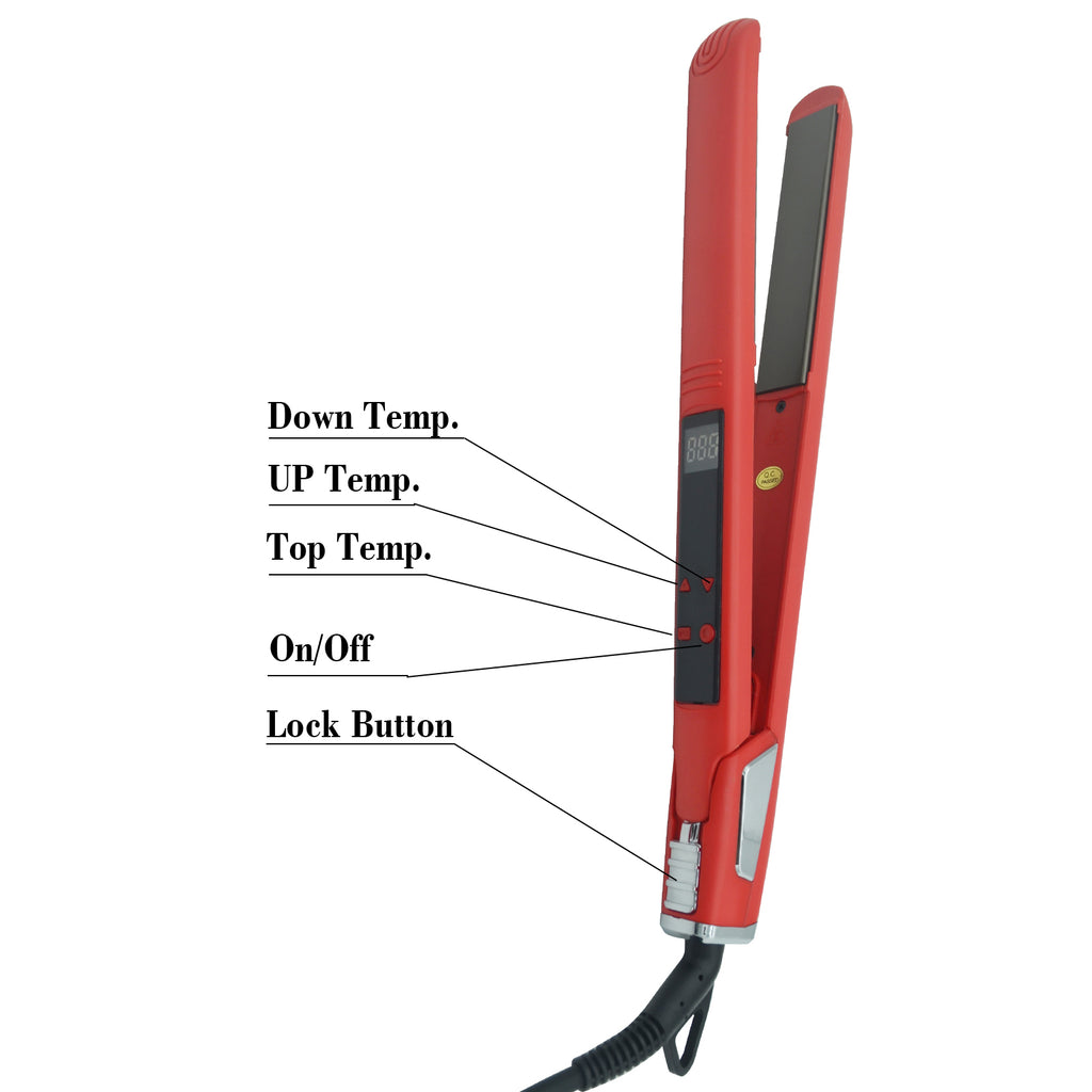 Professional Salon Hair Straightener & Curler - 265°F-450°F High-Temperature Flat Iron with LCD Display, 2-in-1 Dual Function, Titanium Ceramic Technology, Ideal for Home & Commercial Use, Ergonomic Handle, Compatible with