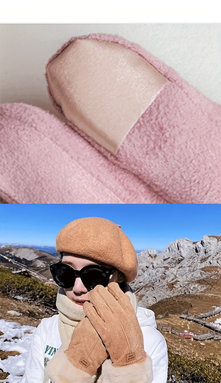 [Women's Winter Gloves] Cozy Touchscreen-Compatible Winter Gloves for Women - Plush, Thickened Five-Finger Design for Warmth and Comfort During Outdoor Activities, Students, Riding