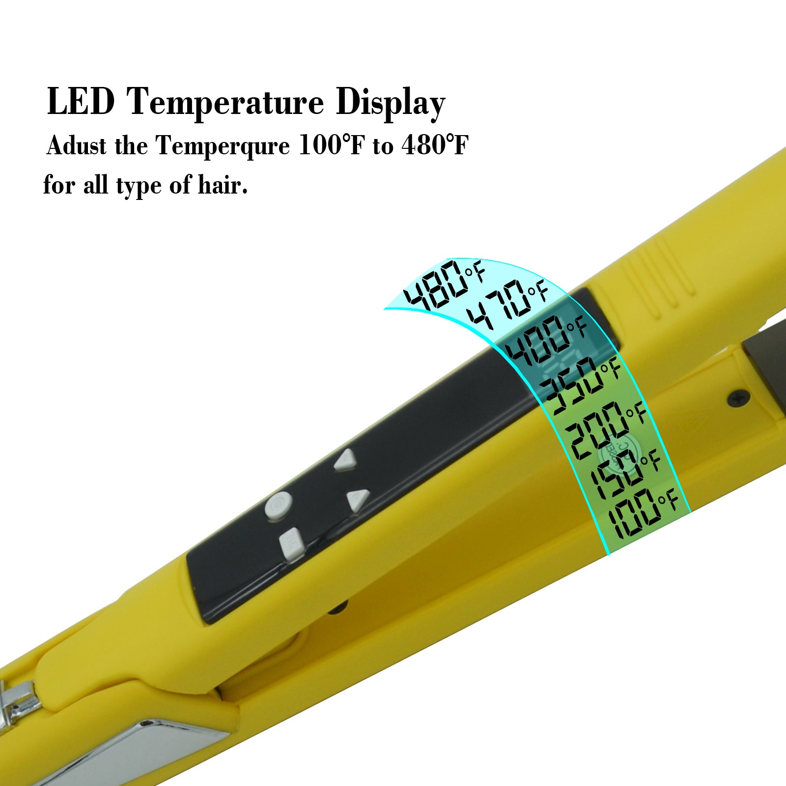 Professional Salon Hair Straightener & Curler - 265°F-450°F High-Temperature Flat Iron with LCD Display, 2-in-1 Dual Function, Titanium Ceramic Technology, Ideal for Home & Commercial Use, Ergonomic Handle, Compatible with