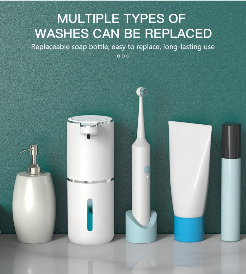 12.85oz Automatic Soap Dispenser with Touchless Sensor - Wall-Mounted, Rechargeable Lithium Battery, USB Charging, Modern Design for Bathroom And Kitchen, Bathroom Soap Dispenser|Modern Soap Dispenser|Touchless Soap Dispenser