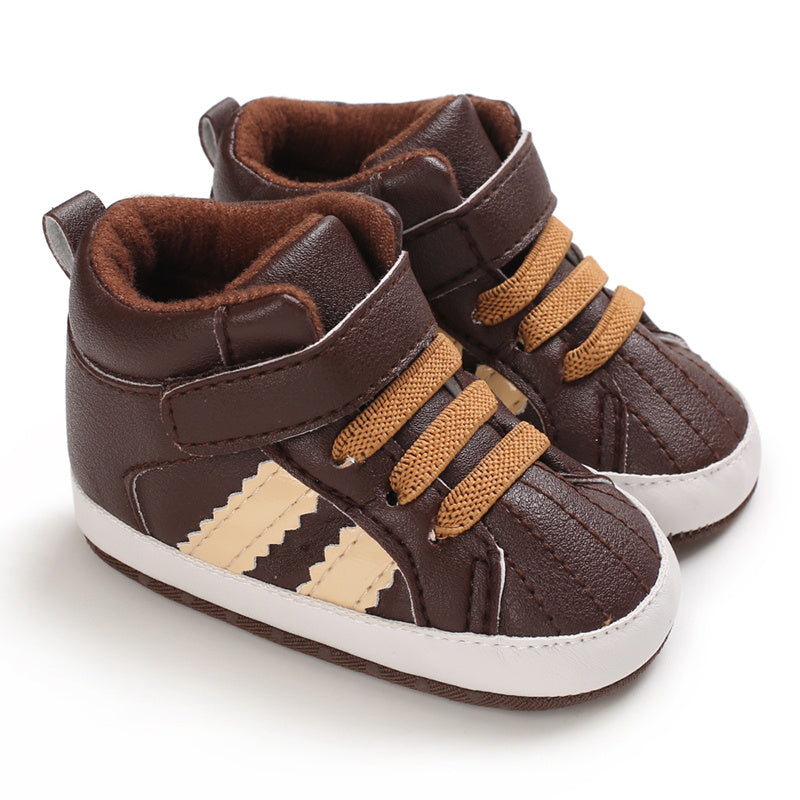 Infant & Newborn Boys' & Girls' Soft Sole Anti-Slip Sneakers - Breathable with Black Striped Design, Adjustable Buckle Closure, All-Season Casual Shoes for Toddlers, Baby Shoes, Toddler Footwear, Stylish Toddler Footwear, Com