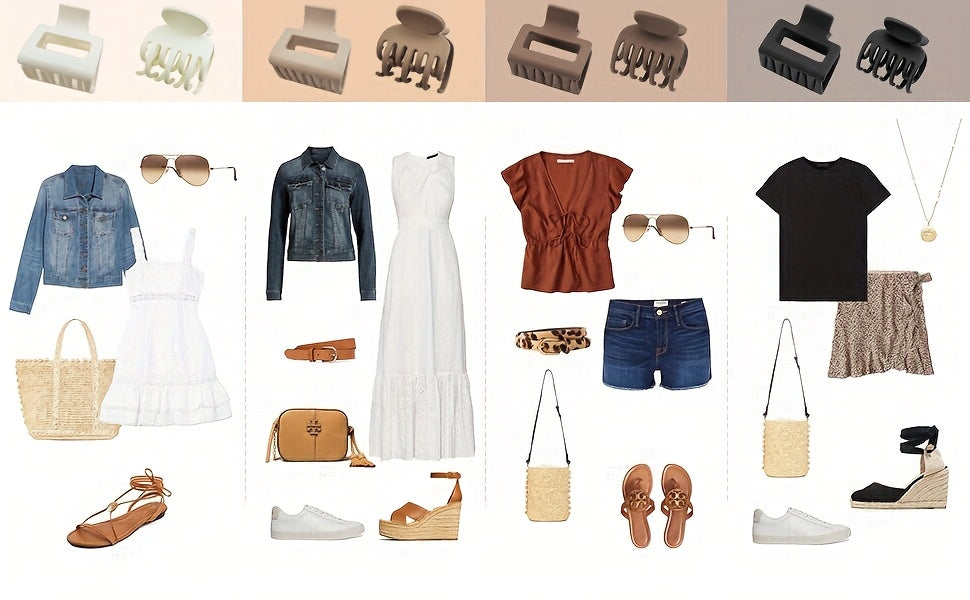 4pcs/8pcs Medium Claw Hair Clips for Women, Matte 1.6 Inch Rectangle Double Row Teeth Hair Claw Clips for Thin/Medium Fine Hair, Non Slip Jaw Clips, Formal Hairstyles, Wedding Hair Clips, Matte Finish, Smooth Grip, Durable Cl