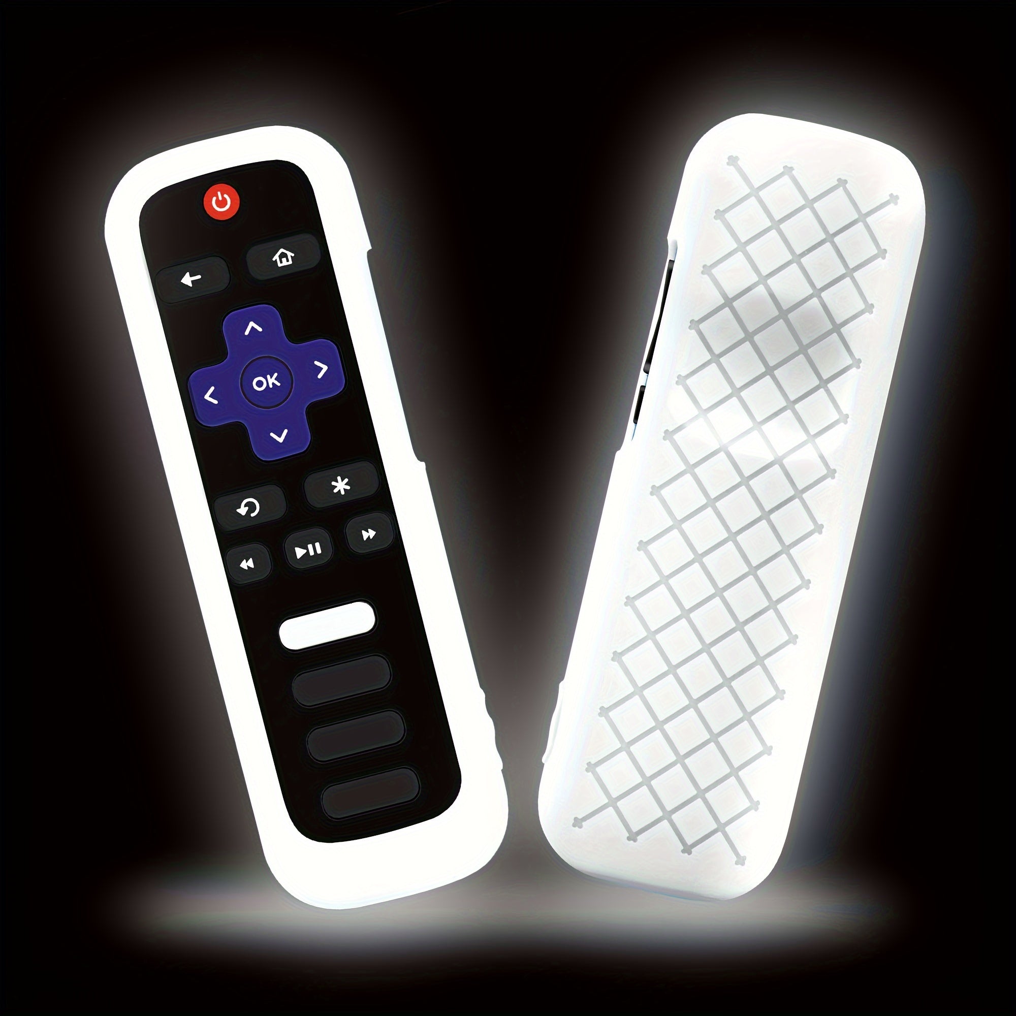 1pc Roku TV Remote Cover, Glow in the Dark Silicone Sleeve Case, Compatible with TCL Hisense Roku TV Steaming Stick 4K 4K+ Voice Remote, Universal Protective Battery Cover, 2022 Model, Uncharged, No Battery Included