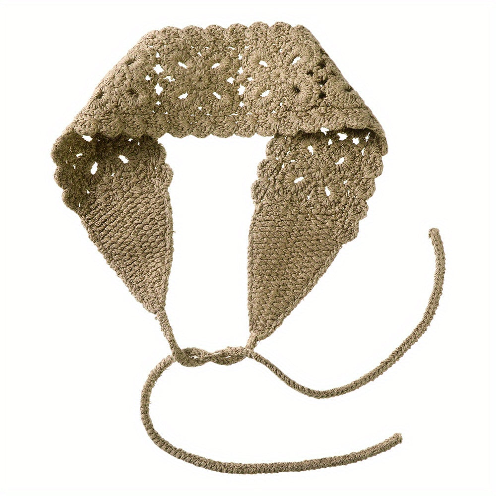 Women Crochet Headbands Boho Knitted Floral Elastic Hairband Vintage Head Wrap Hair Accessories