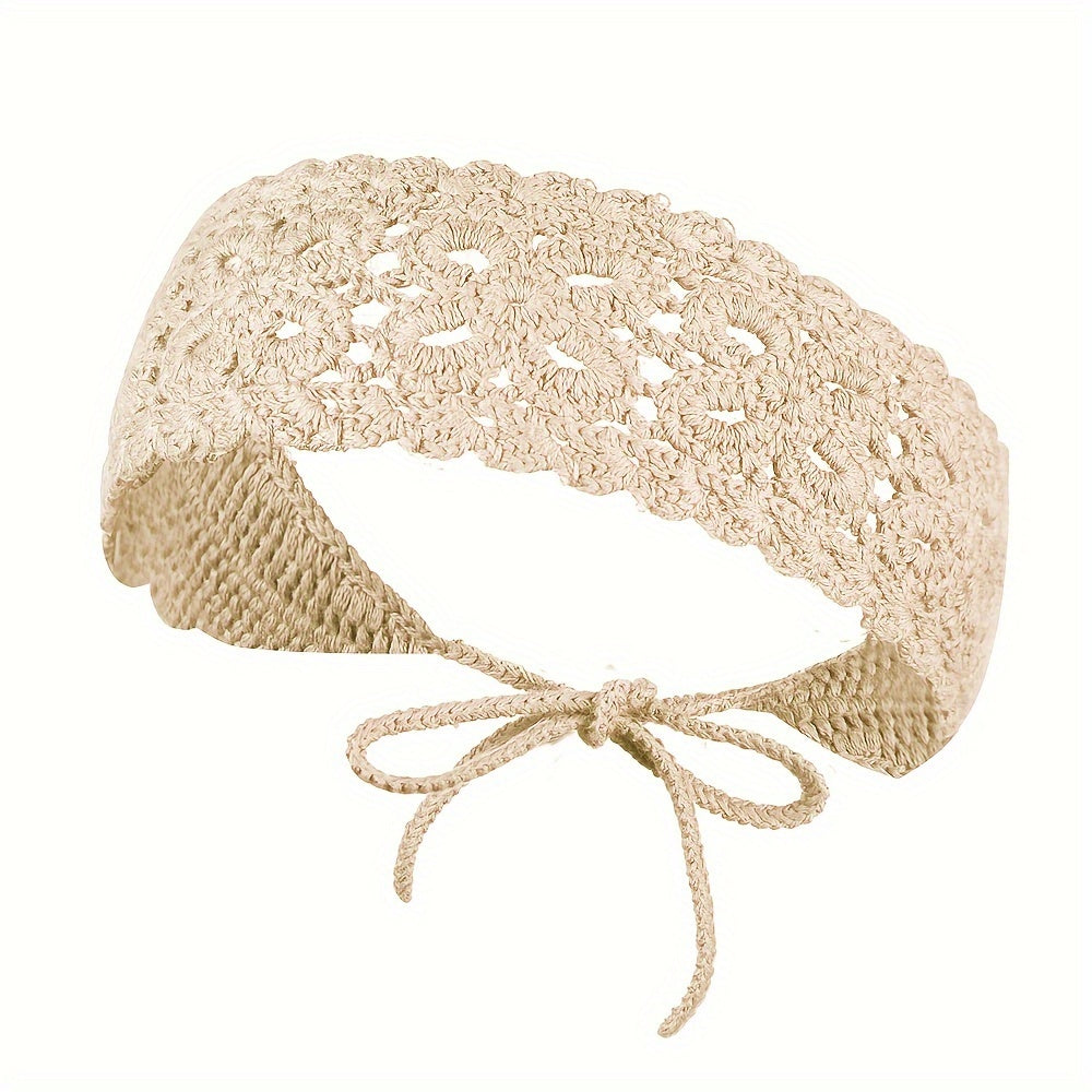 Women Crochet Headbands Boho Knitted Floral Elastic Hairband Vintage Head Wrap Hair Accessories